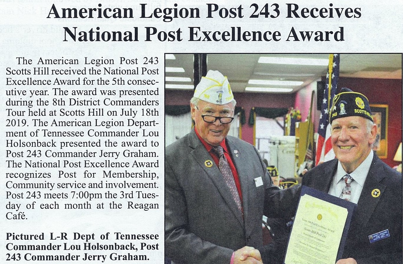 Post 243 Scotts Hill, Tennessee The American Legion Centennial